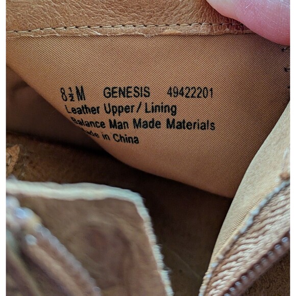 Naya GENESIS Wedge Womens 8.5 Tan Suede Leather PeepToe Bootie Zip Bamboo Heels - Picture 4 of 10